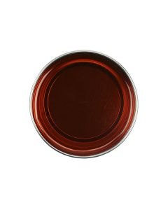 Top view of an open 14 ounce can of GiGi All Purpose Honee Soft showing its deep translucent brown color