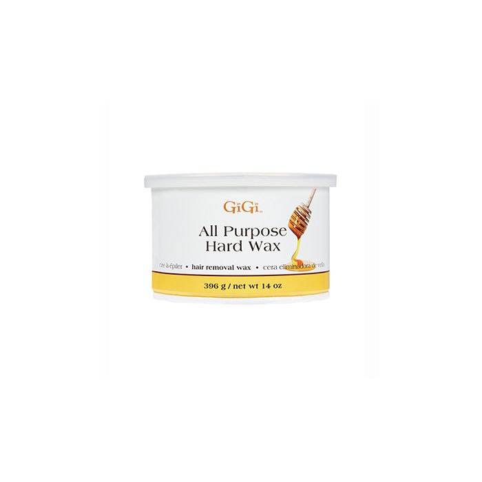 Front view of a 14 ounce can of GiGi All Purpose Hard Wax with its lid on