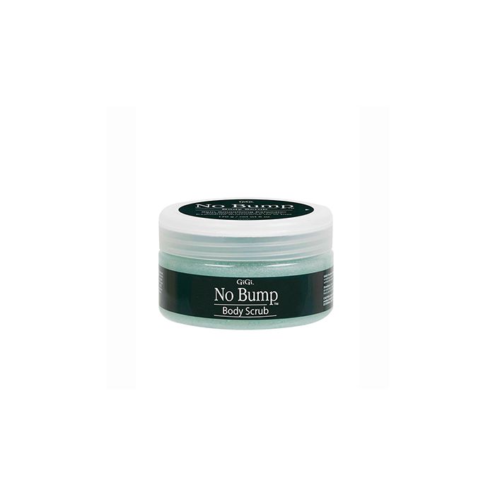 Angled top view of exfoliating body scrub in a jar with printed text details