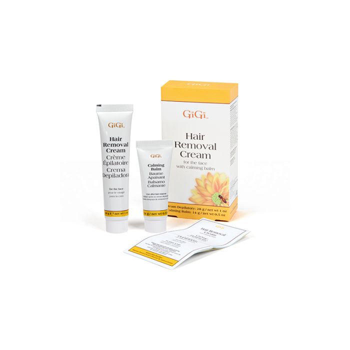 GiGi Hair Removal Cream For Face retail with tubes of Hair Removal Cream & Calming Balm & Instruction Manual