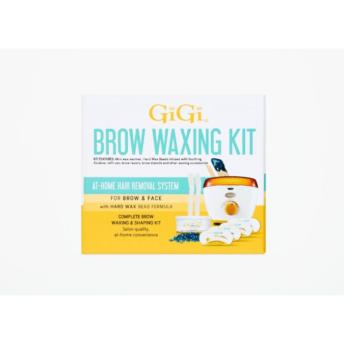Front side view of the Brow Waxing Kit with features written on it 