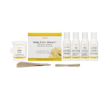 GiGi Strip Free Honee Microwave Kit complete set featuring Strip Free Wax, Waxing Care Products, & Accu Edge Applicators