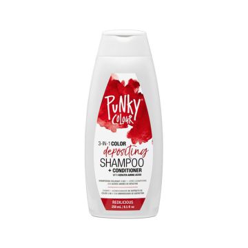 Front view of an 8.5 ounce bottle of Punky Colour 3 in 1 Color Depositing Shampoo Conditioner Redilicious