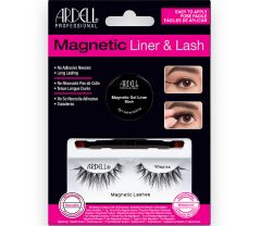 Ardell, Magnetic, Liner & Lash Kit, Wispies in packaging showing magnetic gel liner, applicator brush, & false lashes