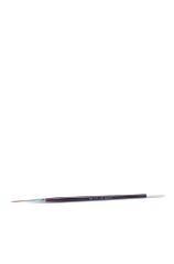 ibd Gel Art Striper Brush featuring its tapered handle with white tip, metal ferrule, & thin natural hair brush tip
