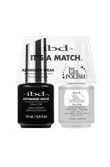 Front view of  ibd Top Coat Advanced Wear Color Duo in 1 pack both 0.5-ounce bottle with printed label text