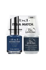 Front-view of ibd Advanced Wear Color Duo with Just Gel Polish Viking Winter in 0.5-ounce bottle with detailed label text 