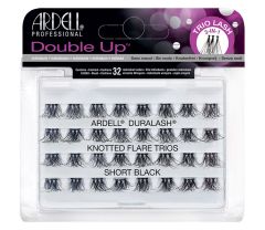 A set of 56 Ardell Double Up knotted Flare Trio Individuals in Short length inside its retail packaging.