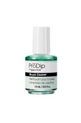 A view  in a slightly side-view of ProDip by Supernail Brush Cleaner in 0.5-ounce size with printed label text