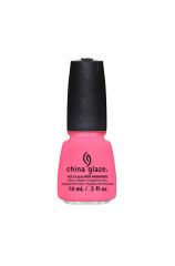 0.5-ounce bottle of nail polish with a black cap from China Glaze in Neon On & On - Pink - Creme color shade