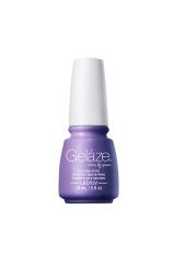 Frontage of China Glaze-Gelaze Nail polish coating with vivid color and text on bottle in a That's Shore Bright variant