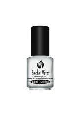 Front view of 0.125-ounce Seche Vite nail polish top coat lay in a white color background