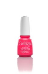 Front view of a Pink bottle of a nail color gel top coat with reflective shadow from China Glaze - Gelaze collection