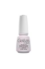 Frontage of  a White color bottle of a gel nail color from China Glaze -  Gelaze in 0.5-ounce Snow Way! variant