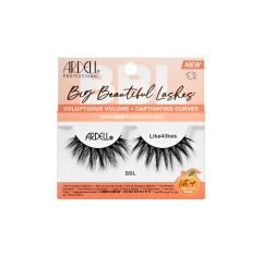 Front facing of Ardell's Big Beautiful Lashes Like for Likes wall-hook ready retail pack with printed product details