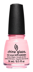 Front view of China Glaze bottle with black cap in shade Sweet Cheeks.
