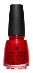 Front view of China Glaze bottle with black cap in shade 2 Hot 2 Handle 
