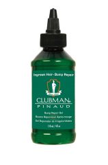 Front view of a green 4 ounce bottle of Clubman Pinaud No Bumps Gel with splash dispenser cap