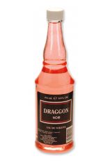 A 14 ounce bottle of Lustray Draggon Noir Eau de Toilette facing forward featuring label with complete product information