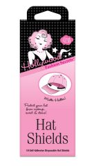 Front view of a wall-hook ready pack of Hollywood Fashion secrets Hat Shields