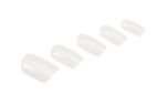 A set of Ardell Nail Addict Premium Artificial Nail in Clear Natural color with squared shape laid down  in 45-degree angle
