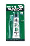 Clubman Moustache Wax Neutral in retail wall hook packaging featuring squeeze tube wax container & moustache comb & brush