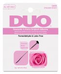 Front view of DUO® Rosewater & Biotin Striplash Adhesive wall-hook ready packaging with printed label text