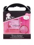 Front view of Hollywood Fashion Secrets Travelette Kit transparent pack with label text