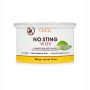 Front view of a 14 ounce can of GiGi No Sting Wax with Kava Kava Leaf Extract with product information and  "no sting" symbol thumbnail