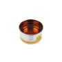 Angled top view of an open can of GiGi Facial Honee Soft Wax with melted translucent rich golden brown wax inside  thumbnail
